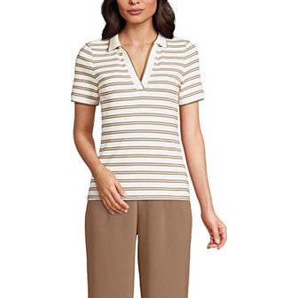 Women's Lands' End V-Neck Short Sleeve Polo