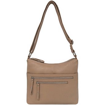 GAL Granada Leather Multi-Compartment Double Entry Hobo Handbag
