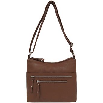 GAL Granada Leather Multi-Compartment Double Entry Hobo Handbag