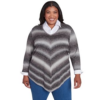 Plus Size Alfred Dunner Chevron Ombre Woven Sweater