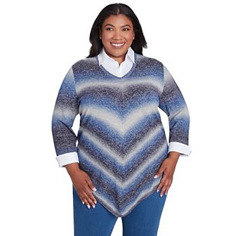 Plus Size Alfred Dunner Chevron Ombre Woven Sweater