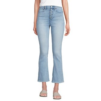 Petite Lands' End Recover High-Rise Kick Flare Crop Jeans