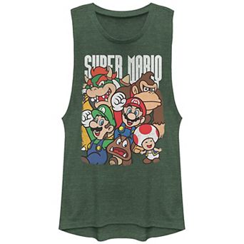 Juniors' Nintendo Super Mario Bros Tight Group Graphic Tank Top