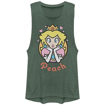 Juniors' Nintendo Super Mario Bros Princess Peach Hearts Graphic Tank Top