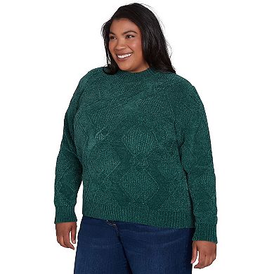 Plus Size Alfred Dunner Chenille Diamond Mockneck Sweater