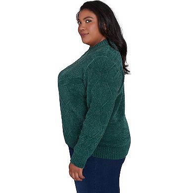 Plus Size Alfred Dunner Chenille Diamond Mockneck Sweater