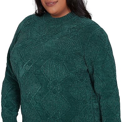 Plus Size Alfred Dunner Chenille Diamond Mockneck Sweater