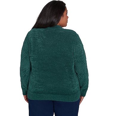 Plus Size Alfred Dunner Chenille Diamond Mockneck Sweater