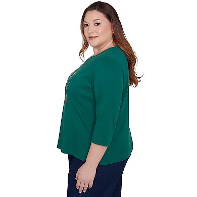 Plus Size Alfred Dunner Birds with Hats Detailed Top