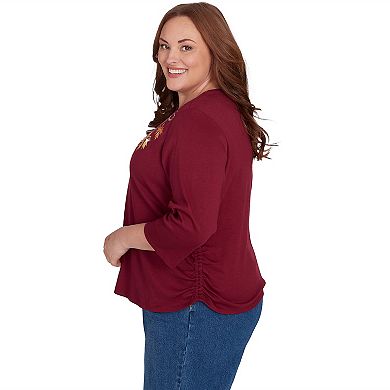 Plus Size Alfred Dunner Falling Leaves Top with Drawstring Closure