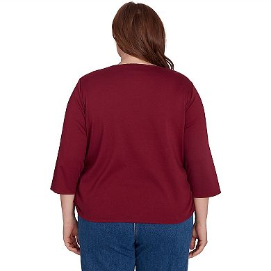 Plus Size Alfred Dunner Falling Leaves Top with Drawstring Closure