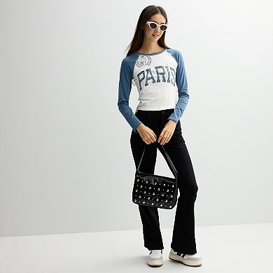 Juniors' madden girl Long Sleeve Baseball T-Shirt