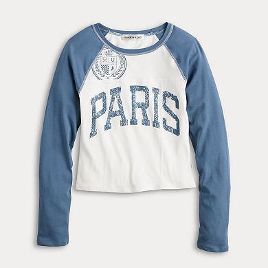 Juniors' madden girl Long Sleeve Baseball T-Shirt
