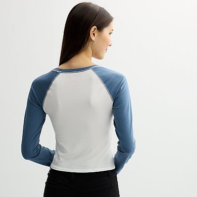 Juniors' madden girl Long Sleeve Baseball T-Shirt