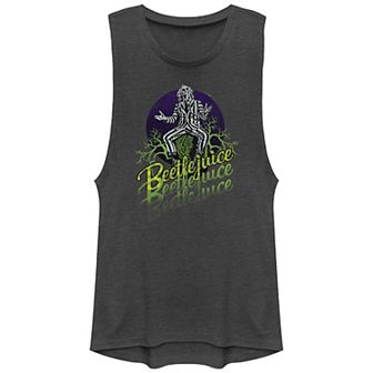 Juniors' Beetlejuice Green Logo Graphic Tank Top