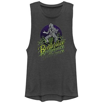 Juniors' Beetlejuice Green Logo Graphic Tank Top