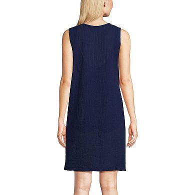 Women's Lands' End Cotton Gauze Swim Cover-Up Dress