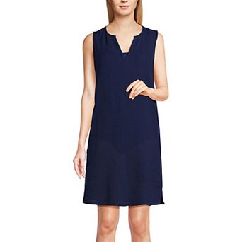 Women's Lands' End Cotton Gauze Swim Cover-Up Dress