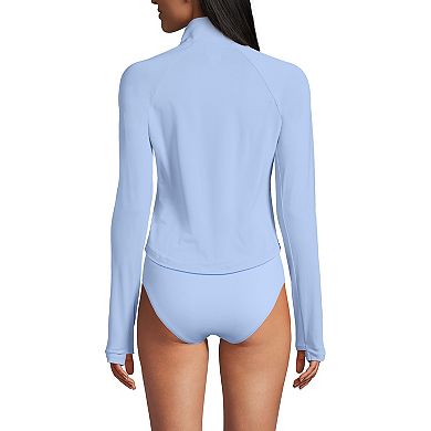 Women's Lands' End Cooling Quarter Zip Raglan Long Sleeve Rash Guard