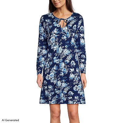 Women's Lands' End Cotton Interlock Long Sleeve Nightgown