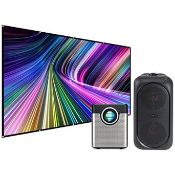 GPX iLive Cinema Pop-Up Movie Theater Projector Set with Speaker & Screen