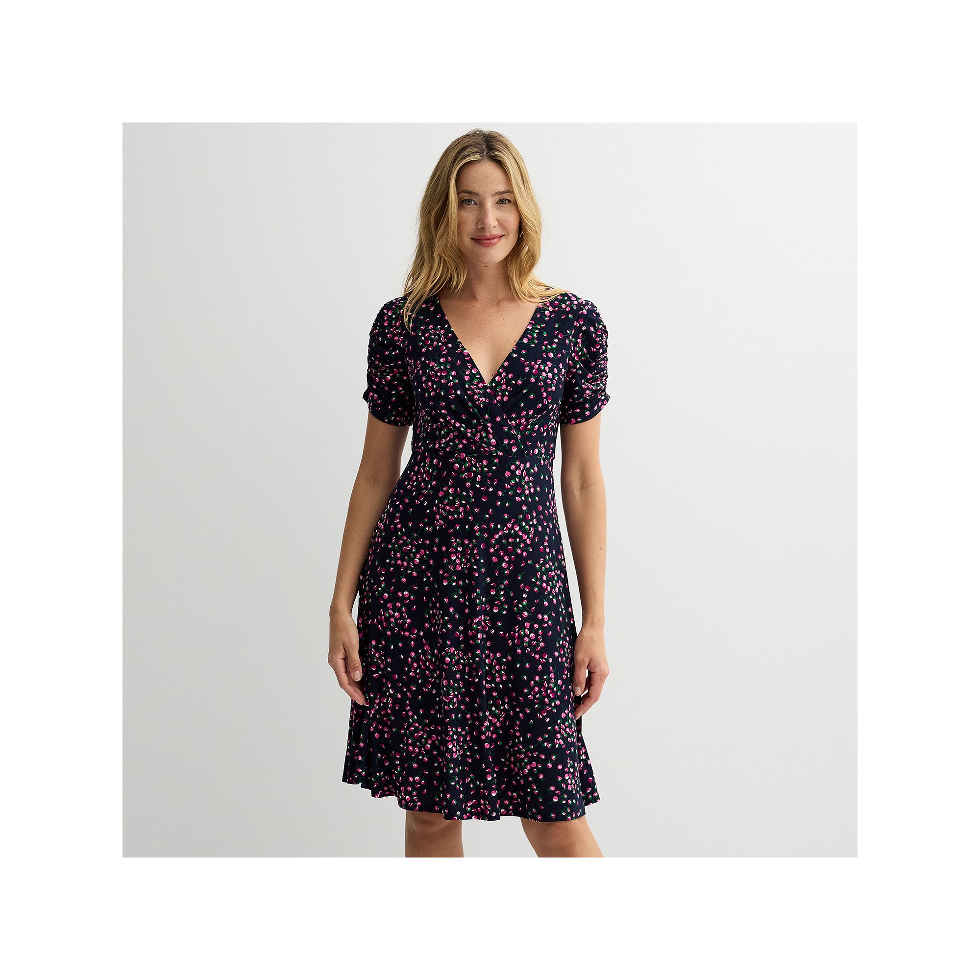 Womens Harper Rose Short Sleeve Surplice Dress, Size: 2, Ditsy Floral