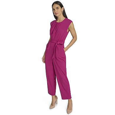 Women's Andrew Marc Belted Pleated Bodice Jumpsuit