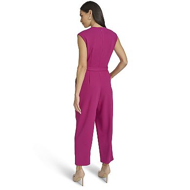 Women's Andrew Marc Belted Pleated Bodice Jumpsuit
