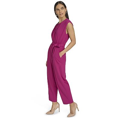 Women's Andrew Marc Belted Pleated Bodice Jumpsuit