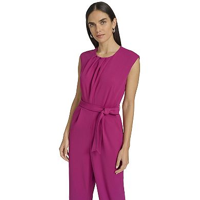 Women's Andrew Marc Belted Pleated Bodice Jumpsuit