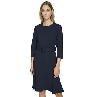 Women's Andrew Marc Belted Fit & Flare Mini Dress