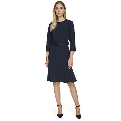Women's Andrew Marc Belted Fit & Flare Mini Dress