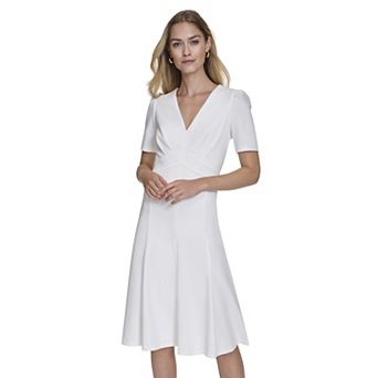 Women's Andrew Marc Criss Cross Pleated Midi Dress