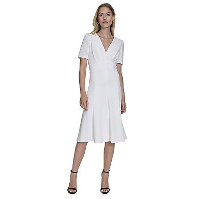Women's Andrew Marc Criss Cross Pleated Midi Dress