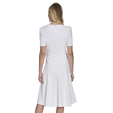 Women's Andrew Marc Criss Cross Pleated Midi Dress