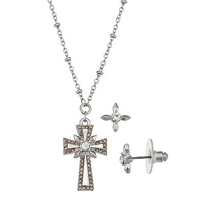 Simply Vera Vera Wang Cross Pendant Necklace & Stud Earring Set
