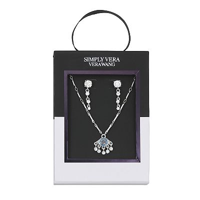 Simply Vera Vera Wang Evil Eye Pendant Necklace Drop Earring Set