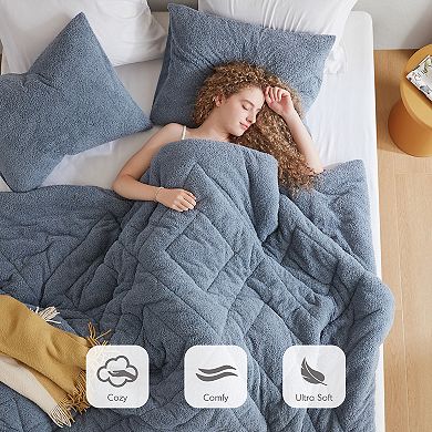510 Design Kyla Double Diamond Quilted Teddy Midweight Comforter Set