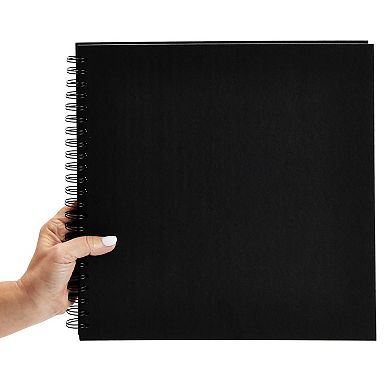 Blank Hardcover 12x12 Scrapbook, Spiral Album For Weddings, Black, 40 Sheets