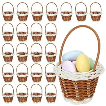 24 Pack Mini Woven Baskets with Handles for Party Favors, Tiny Baskets- 2x3 inch