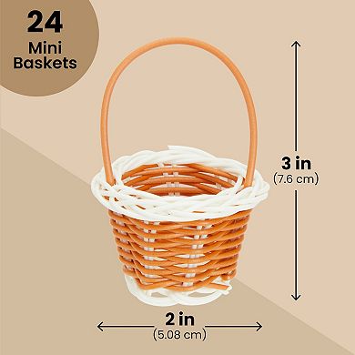 24 Pack Mini Woven Baskets with Handles for Party Favors, Tiny Baskets- 2x3 inch