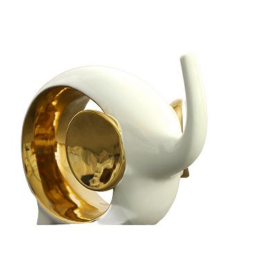 Afd Home White And Gold Elephant