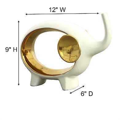 Afd Home White And Gold Elephant