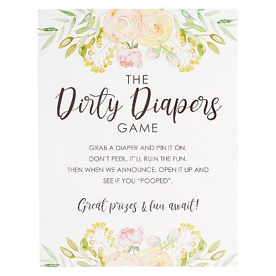 Dirty Diaper Baby Shower Game For Girl, 12 Mini Pink Diapers & Instruction Sign