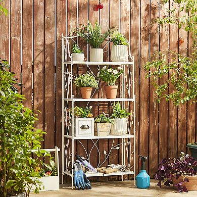 Glitzhome 4 Tiered Rectangular Metal Shelf Plant Stand