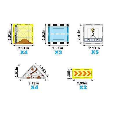 PicassoTiles 26 PC Construction Themed, Magnetic Tiles, Magnetic Building Blocks for Kids 3+