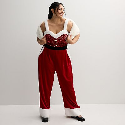 Juniors Plus Size Born Famous Holiday Jumpsuit
