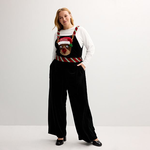 Juniors' Plus Size Born Famous Holiday Jumpsuit