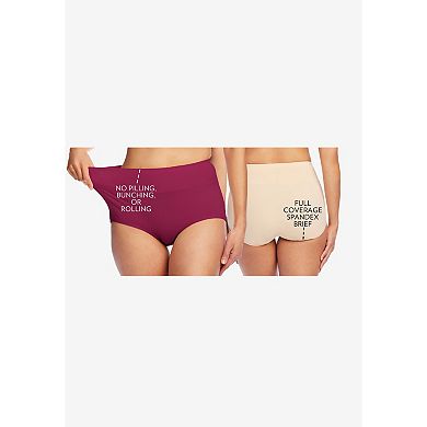 Comfort Choice Plus Size Cotton Spandex Comfort Waist Brief 2-Pack