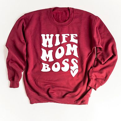 Simply Sage Market Wife Mom Boss Wavy Heart Sweatshirt
